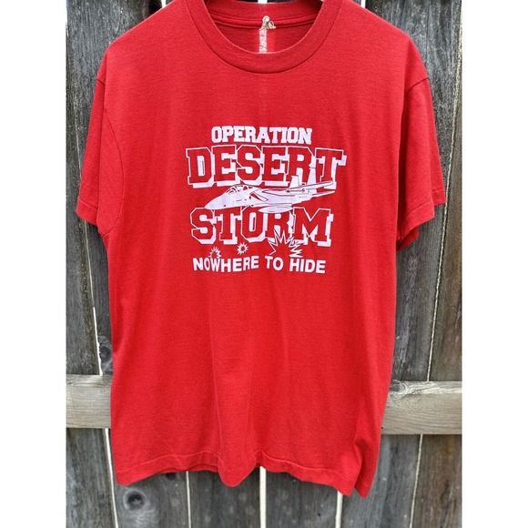 Vintage 90s Operation Desert Storm No Where To Hide T-shirt Single Stitch XL - Picture 2 of 6